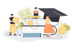 Tiny-college-or-university-students-making-loan-to-take-degree