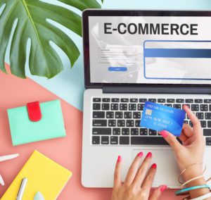 graphic of E commerce SEO with credit card
